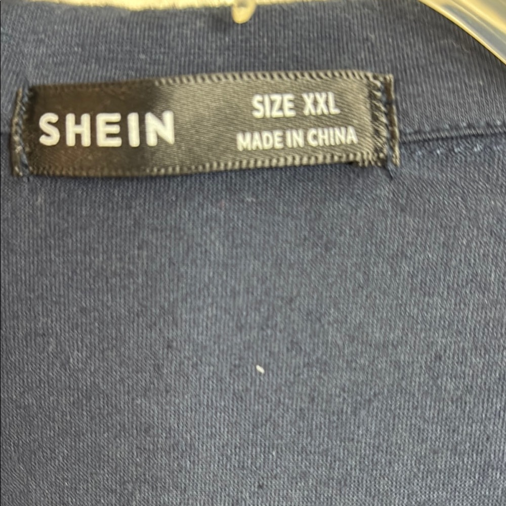 SHEIN Blue and White Stripped Polo Shirt Size XXL, Navy and White Golf shirt - Picture 4 of 8